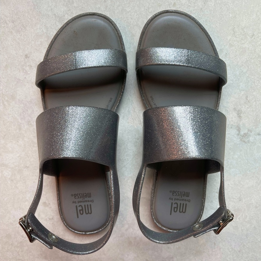 Silver Glitter Mini Melissa Sandals